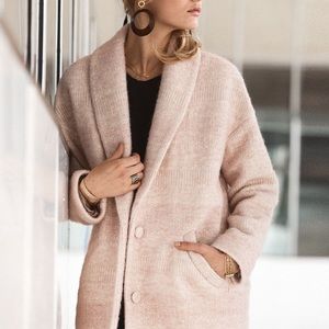Sezane Bowie Coat Pea Jacket Blush Pink Wool 36